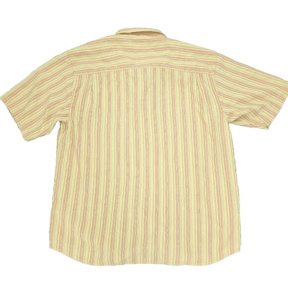 Tommy Bahama Button Shirt Mens XL Orange 100% Silk Pocket Short Sleeve Striped - Picture 6 of 10